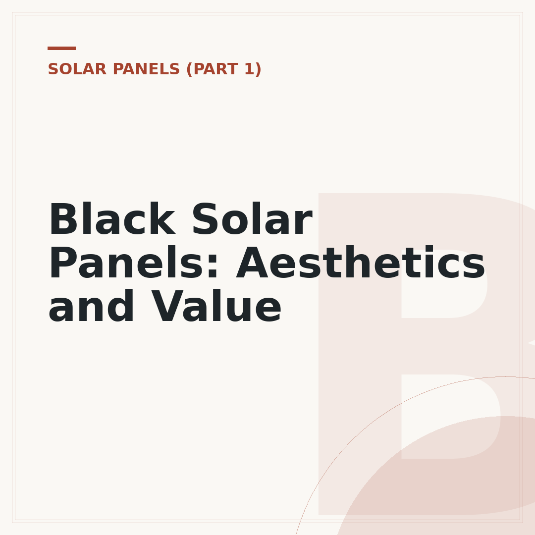 Black Solar Panels: Aesthetics and Value