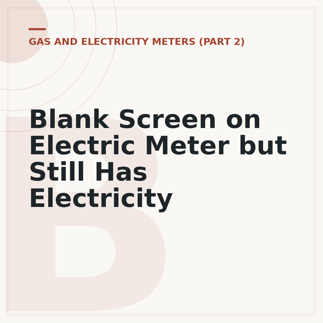 Blank Screen on Electric Meter but Still Has Electricity