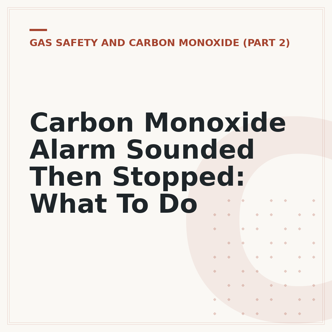 Carbon Monoxide Alarm Sounded Then Stopped: What To Do