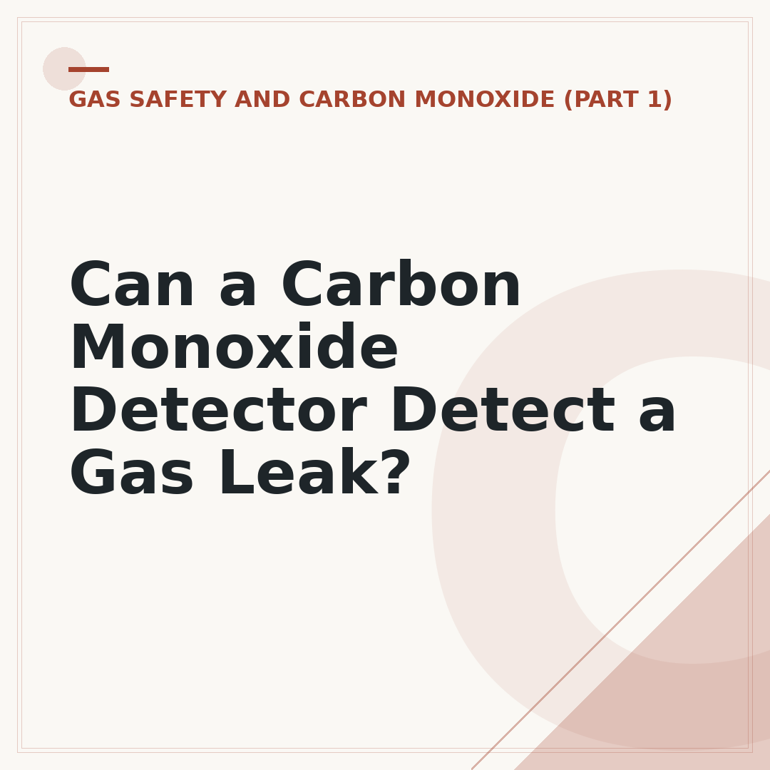 Can a Carbon Monoxide Detector Detect a Gas Leak?