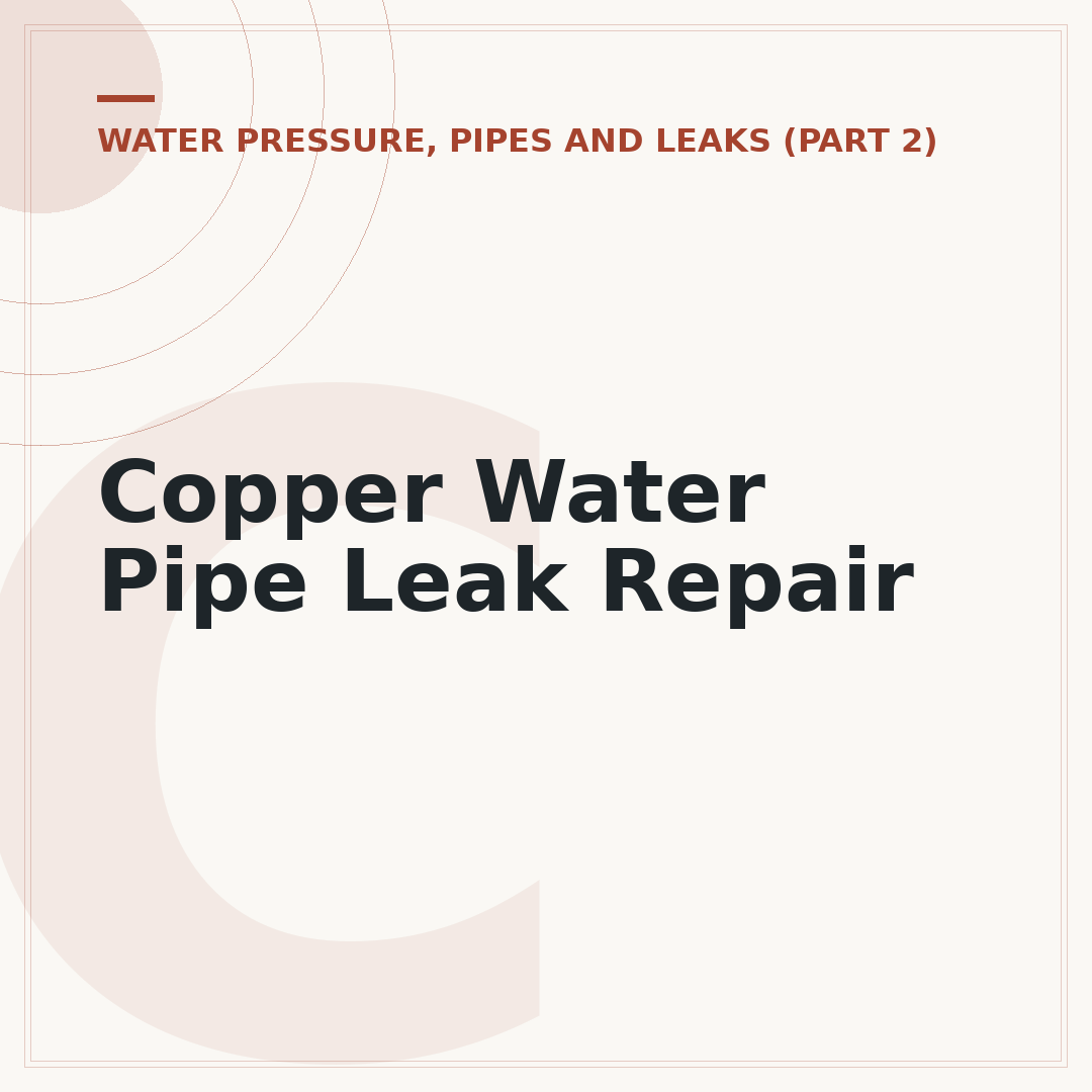 Copper Water Pipe Leak Repair