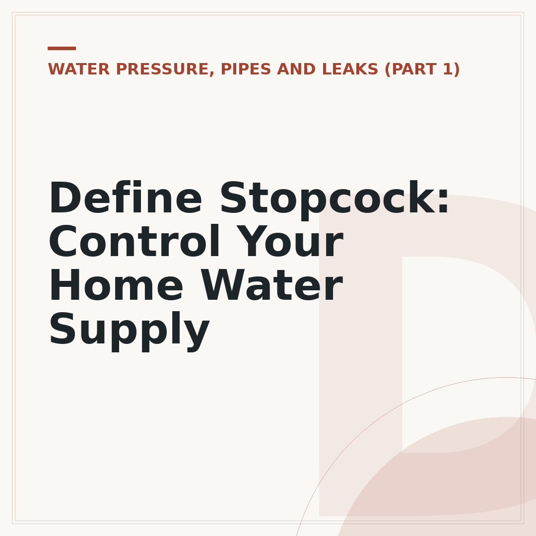 Define Stopcock: Control Your Home Water Supply