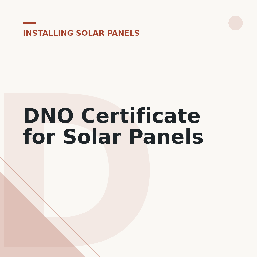 DNO Certificate for Solar Panels