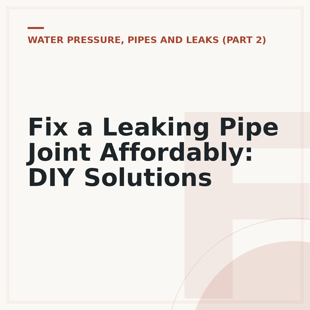 Fix a Leaking Pipe Joint Affordably: DIY Solutions