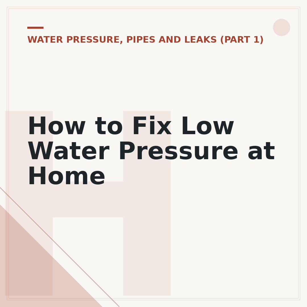How to Fix Low Water Pressure at Home