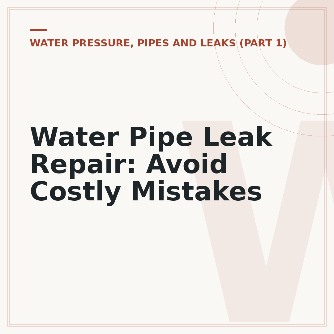 Water Pipe Leak Repair: Avoid Costly Mistakes